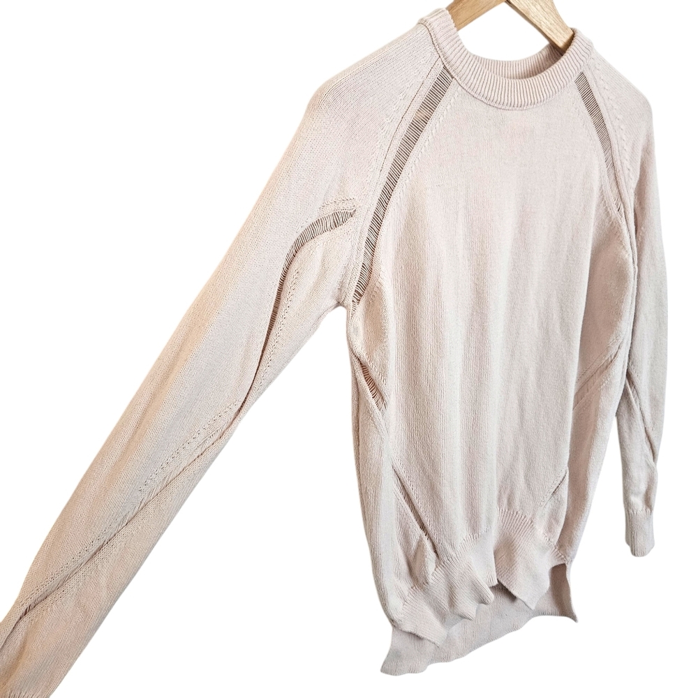All Saints Lanta Jumper pale peach cotton ladder stitch crewneck sweater